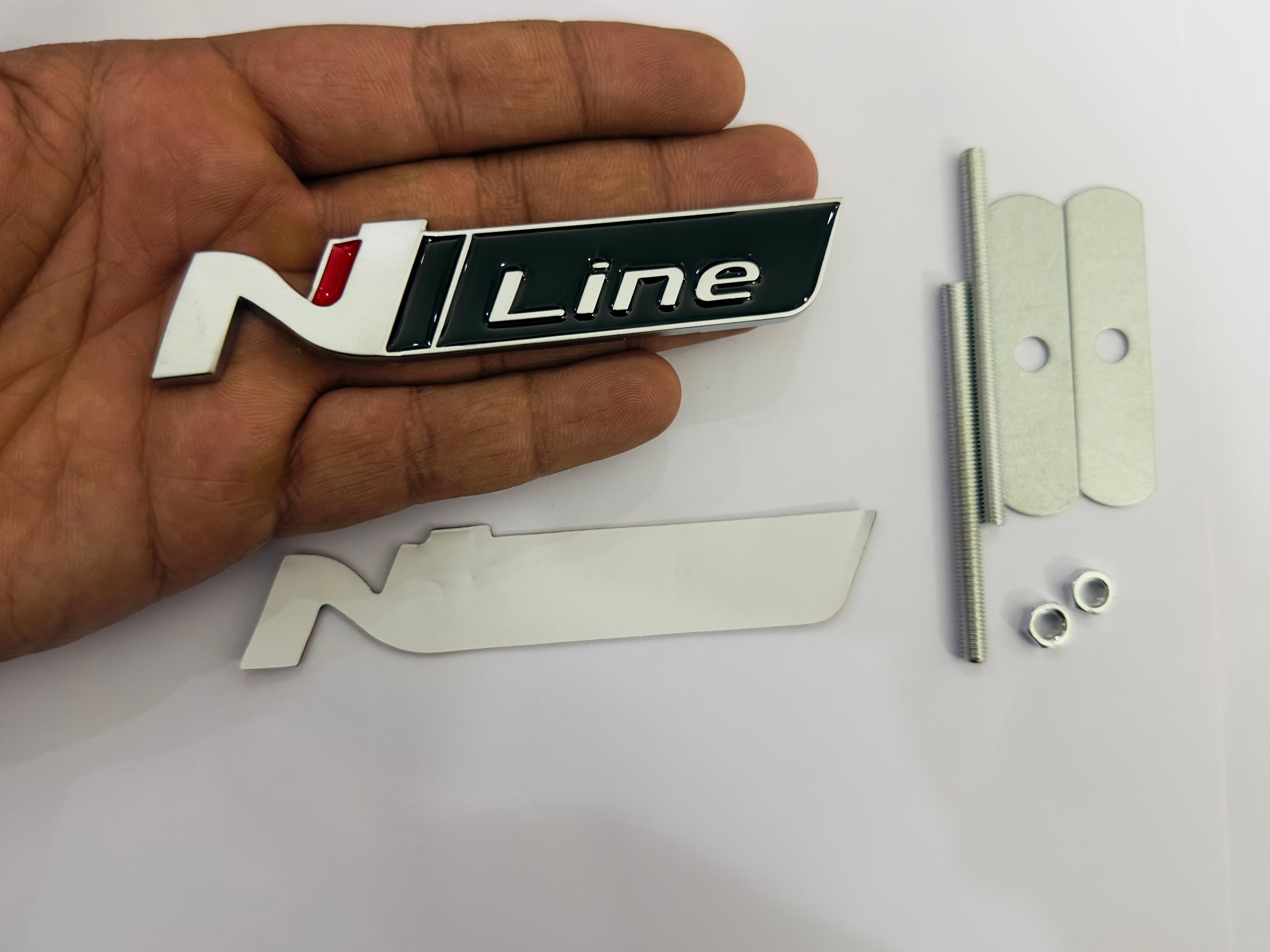 Silver Black Grill Rear N Line Logo Car Bike Metal Logo 11cmx2cm Car Emblem 3D Badge Auto Racing Sport Sticker Grand Tourer Decal 1 Piece