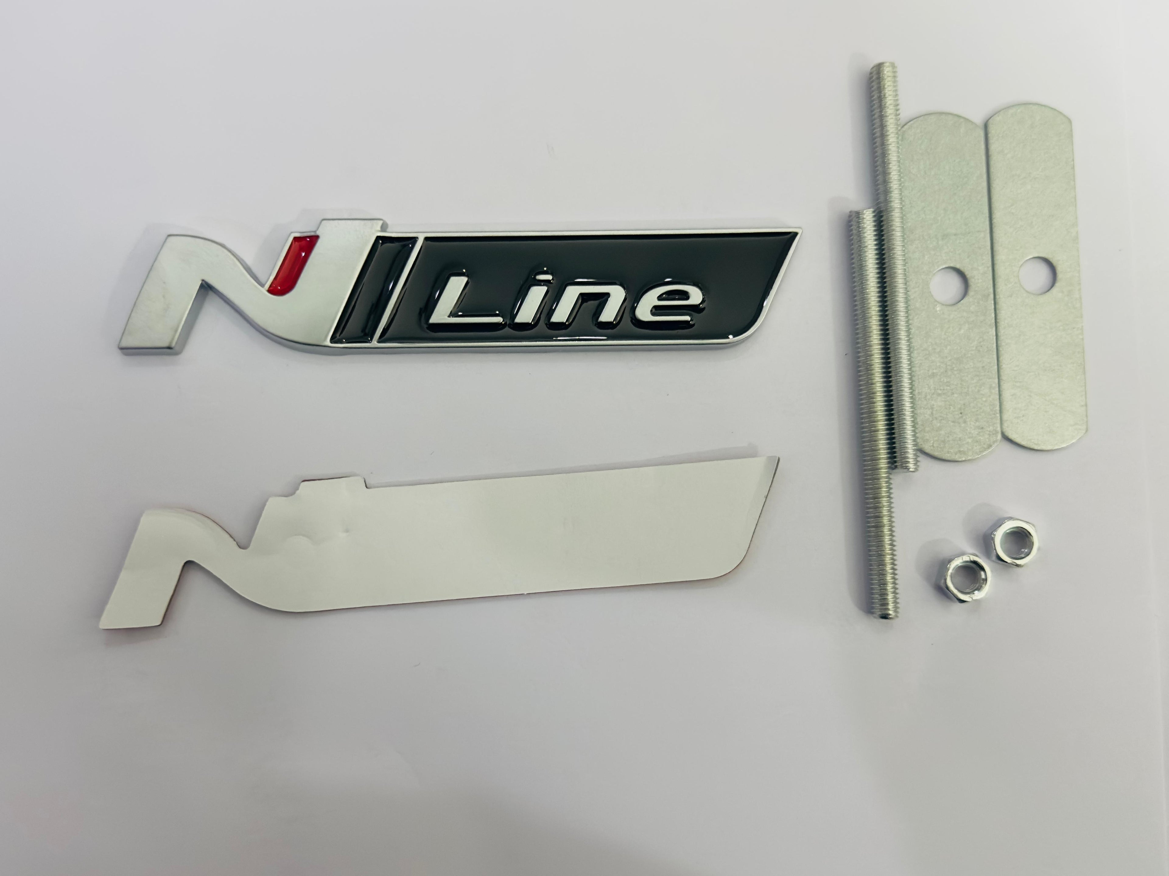 Silver Black Grill Rear N Line Logo Car Bike Metal Logo 11cmx2cm Car Emblem 3D Badge Auto Racing Sport Sticker Grand Tourer Decal 1 Piece