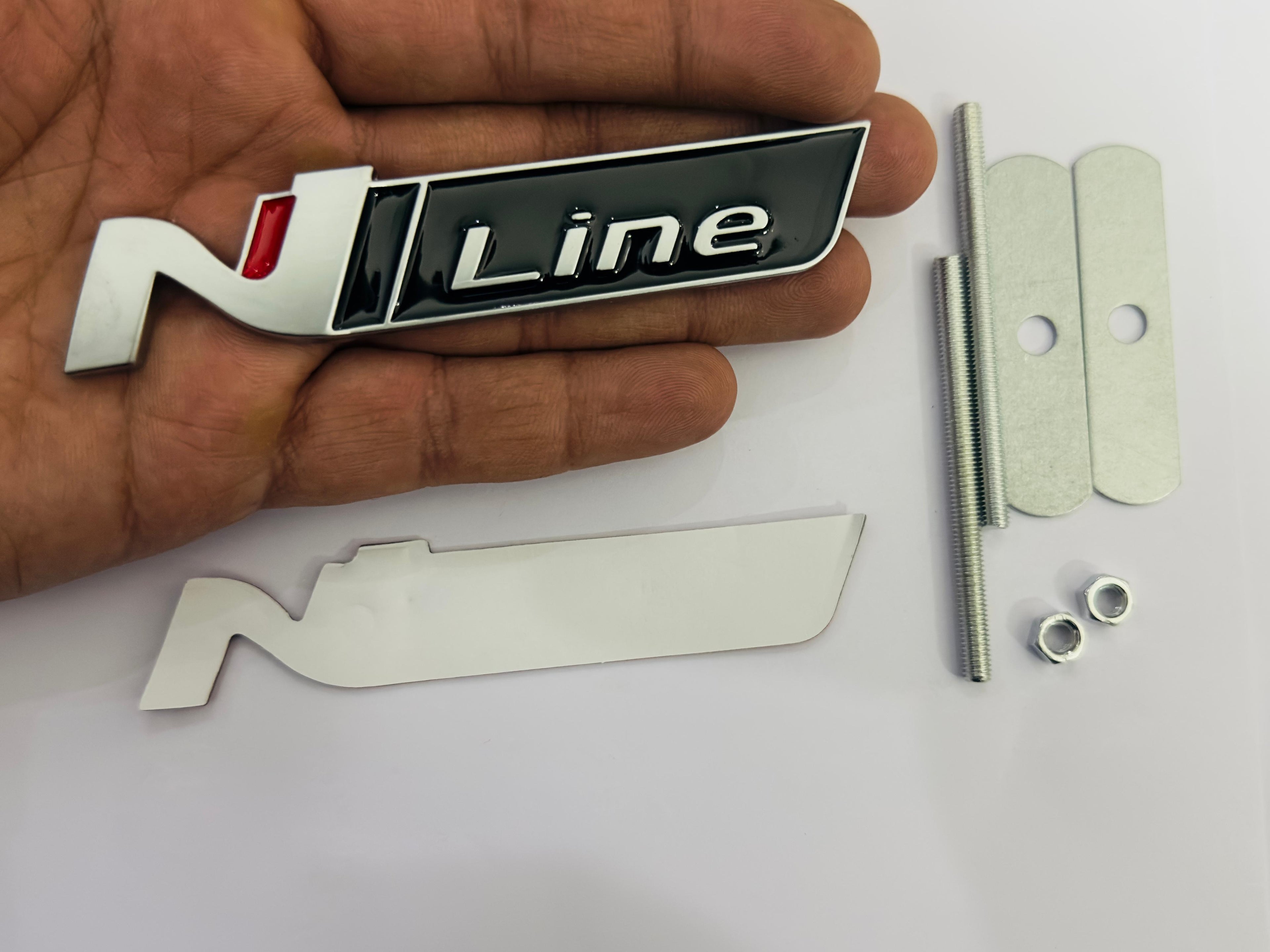 Silver Black Grill Rear N Line Logo Car Bike Metal Logo 11cmx2cm Car Emblem 3D Badge Auto Racing Sport Sticker Grand Tourer Decal 1 Piece