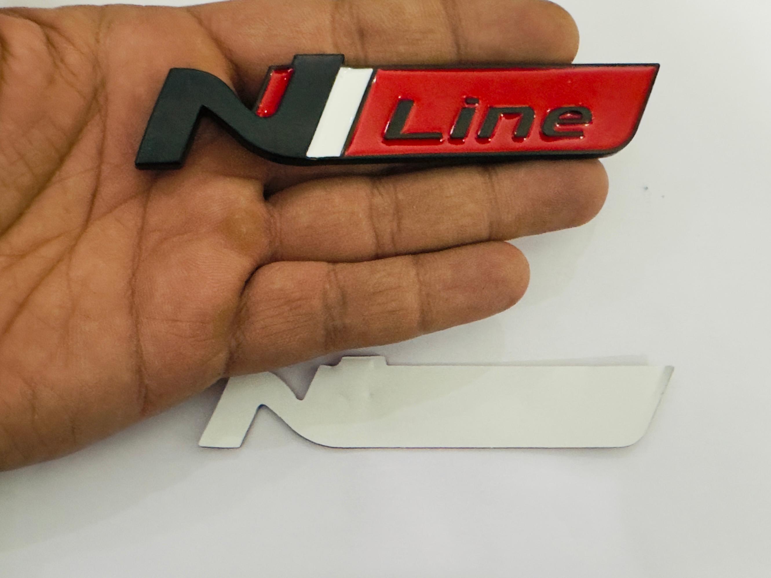 Black RED N Line Logo Car Bike Metal Logo 11cmx2cm Car Emblem 3D Badge Auto Racing Sport Sticker Grand Tourer Decal 1 Pieces