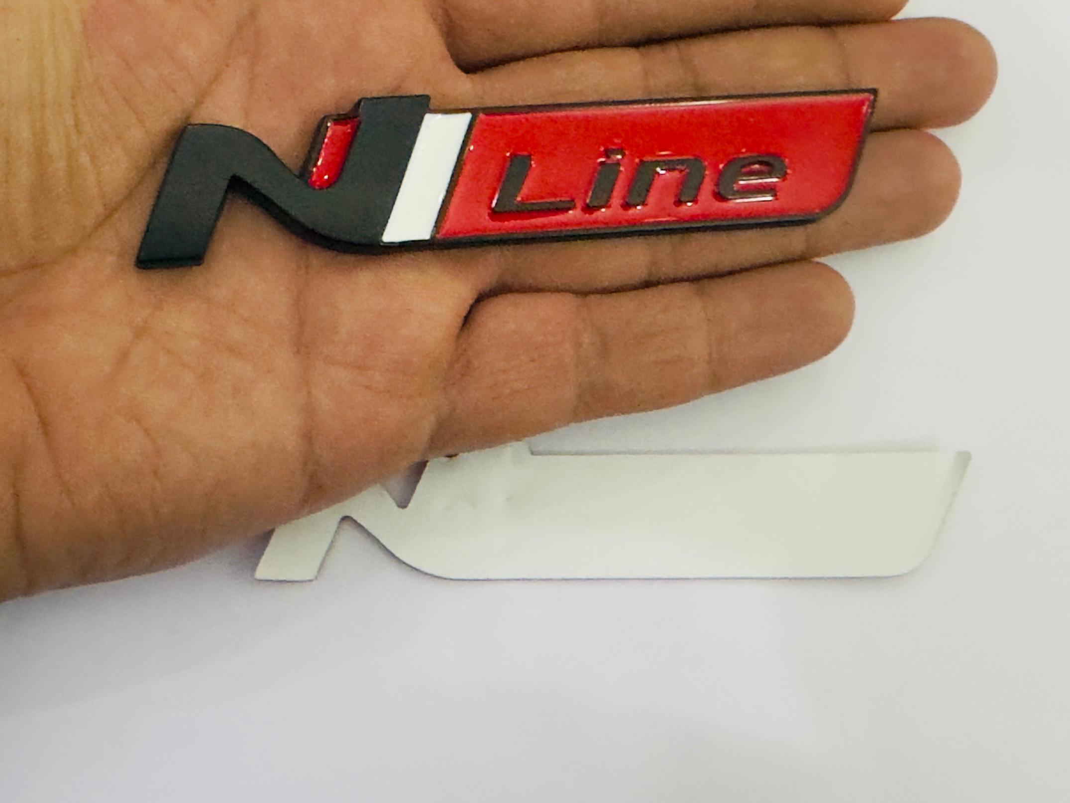 Black RED N Line Logo Car Bike Metal Logo 11cmx2cm Car Emblem 3D Badge Auto Racing Sport Sticker Grand Tourer Decal 1 Pieces