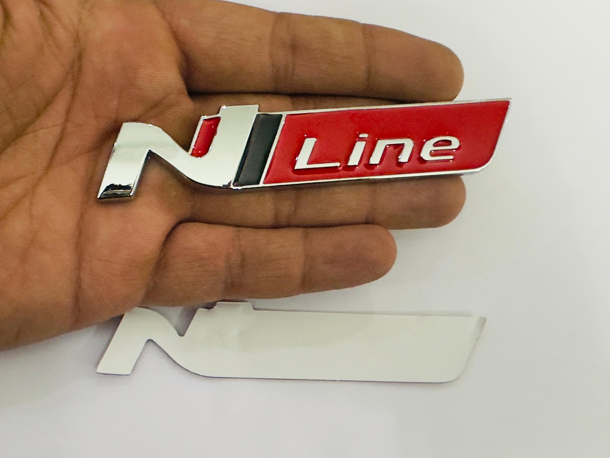 Chrome RED N Line Logo Car Bike Metal Logo 11cmx2cm Car Emblem 3D Badge Auto Racing Sport Sticker Grand Tourer Decal 1 Pieces