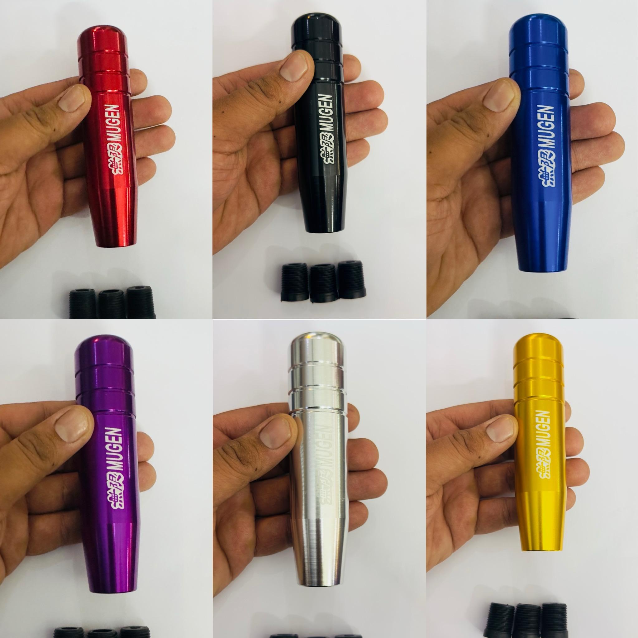 13CM Mugen Universal Aluminium, Mugen Long Racing Car Mugen Shift Knob Manual Mugen Gear Shift Knob with 3 Adapters 1 PC Gear Shifter Knob