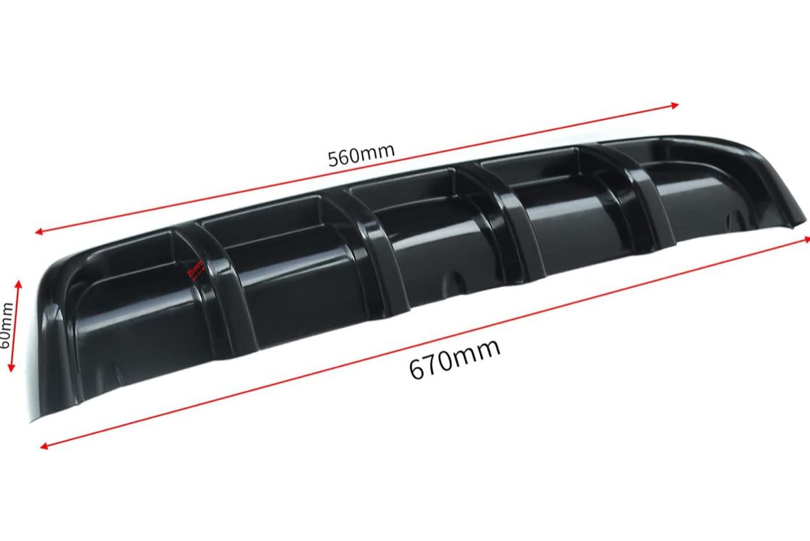 6 Fin Diffuser Rear Bumper Lip 62.5X16X4.5cm car Universal Glossy Black ABS Spoiler 6 Wing Car Spoiler for Protection