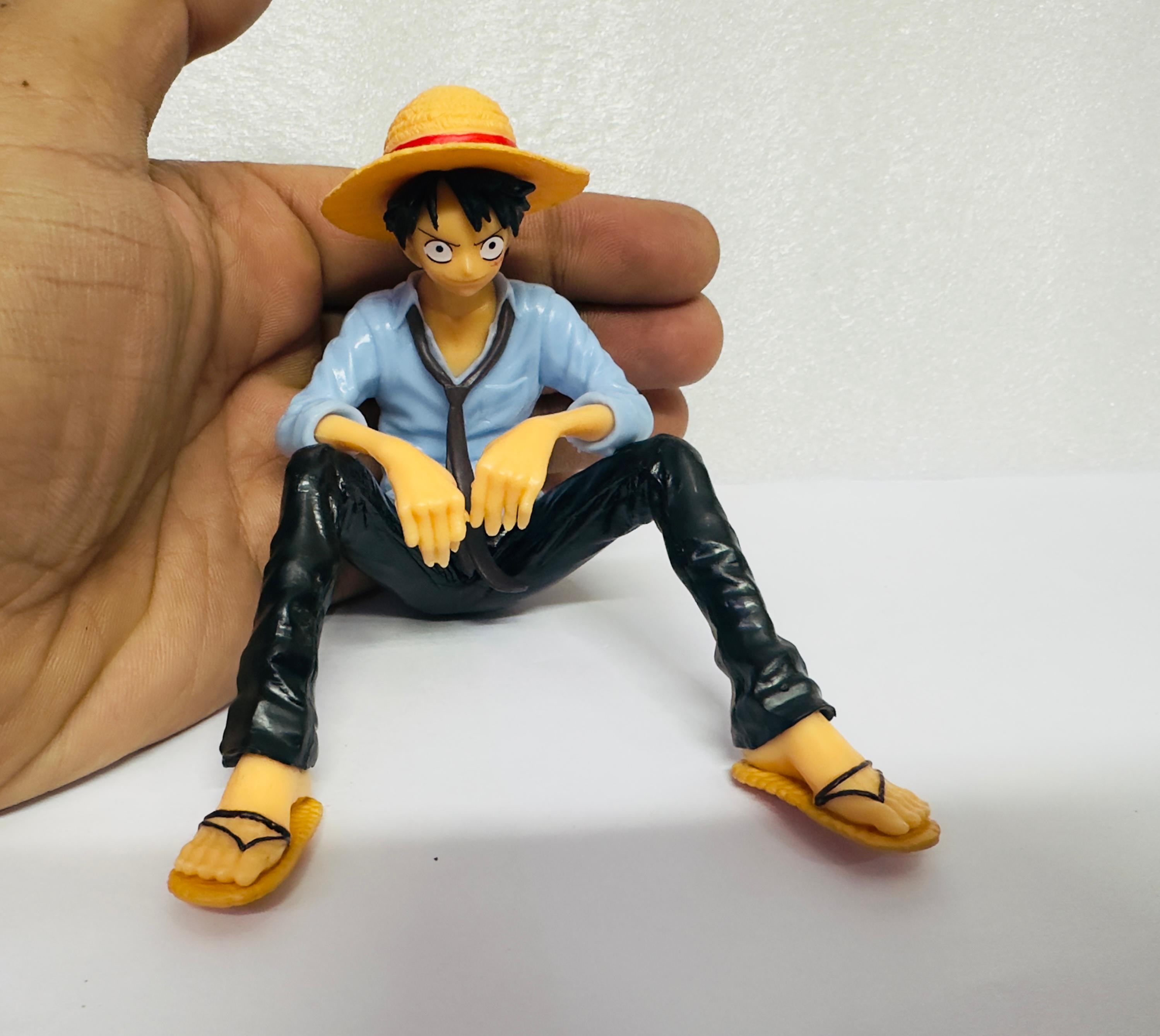 BLUE Monkey Dluffy Anime Action Figure for Car Dashboard Action Figurine Sitting Character 1 Piece