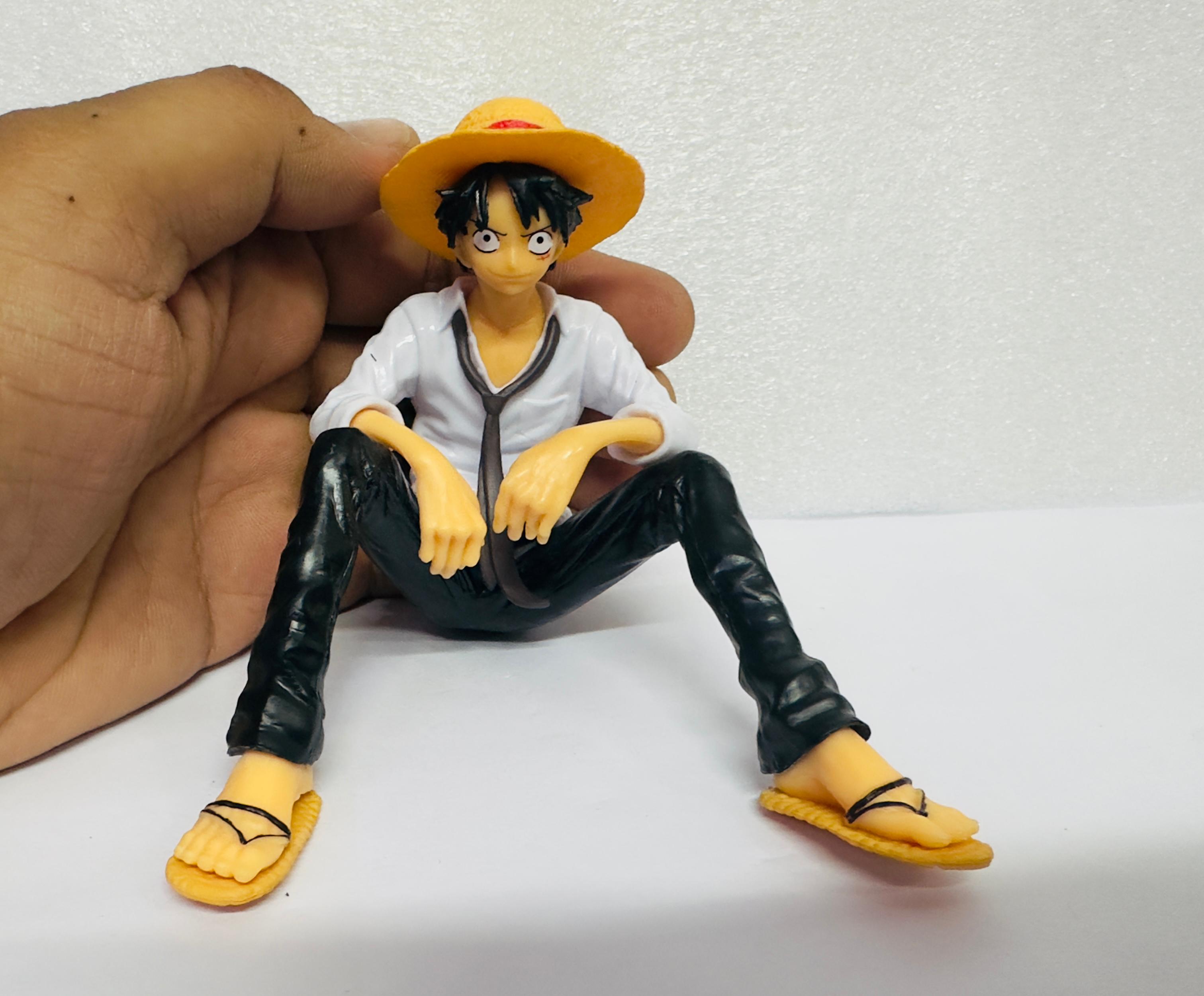 WHITE Monkey Dluffy Anime Action Figure for Car Dashboard Action Figurine Sitting Character 1 Piece