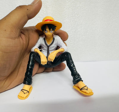 WHITE Monkey Dluffy Anime Action Figure for Car Dashboard Action Figurine Sitting Character 1 Piece
