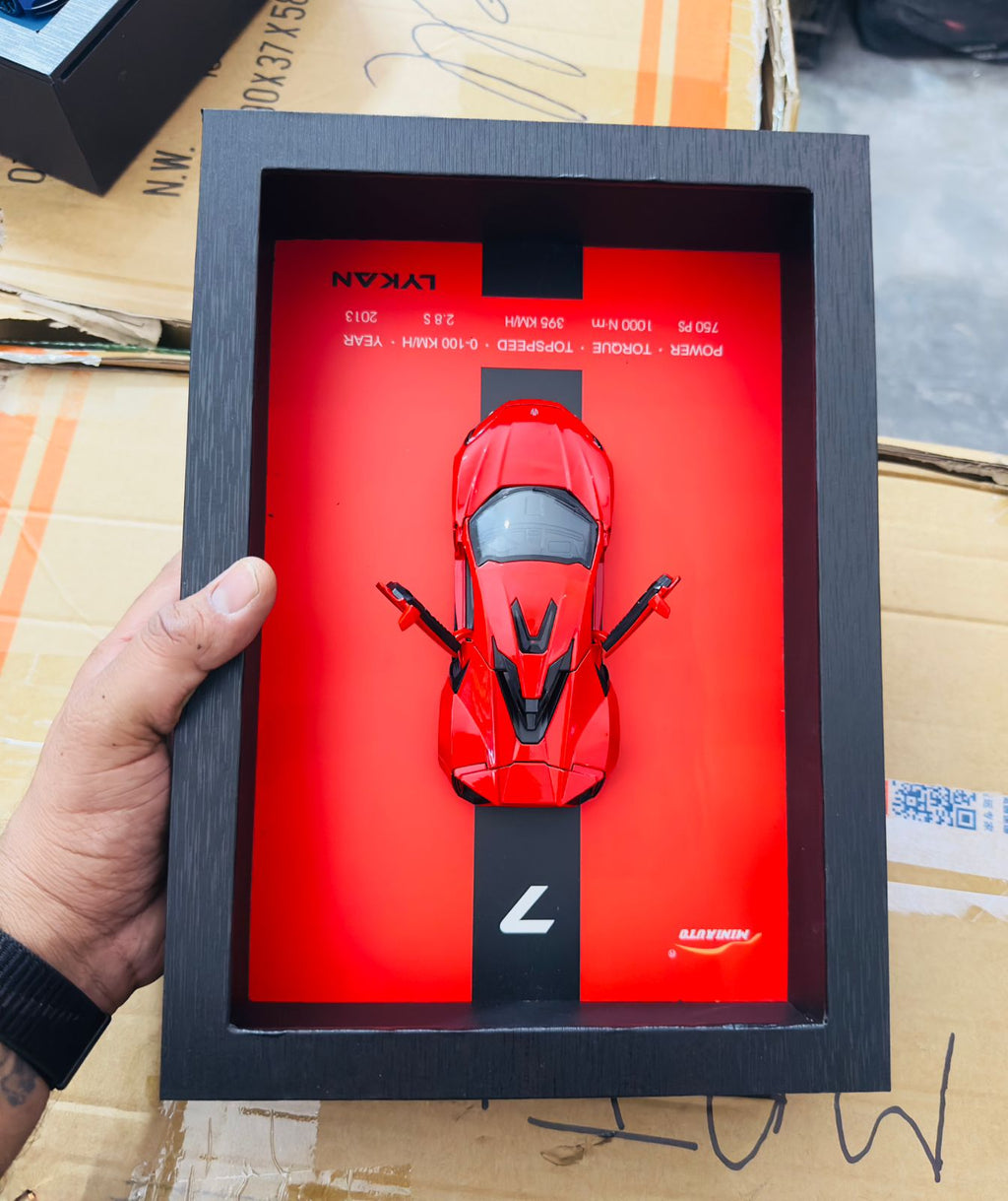 3D Diecast Model Car Frame Diecast Metal Car Interactive Wall Decor with Openable Doors, Pull Back Display Car Auto Accessories