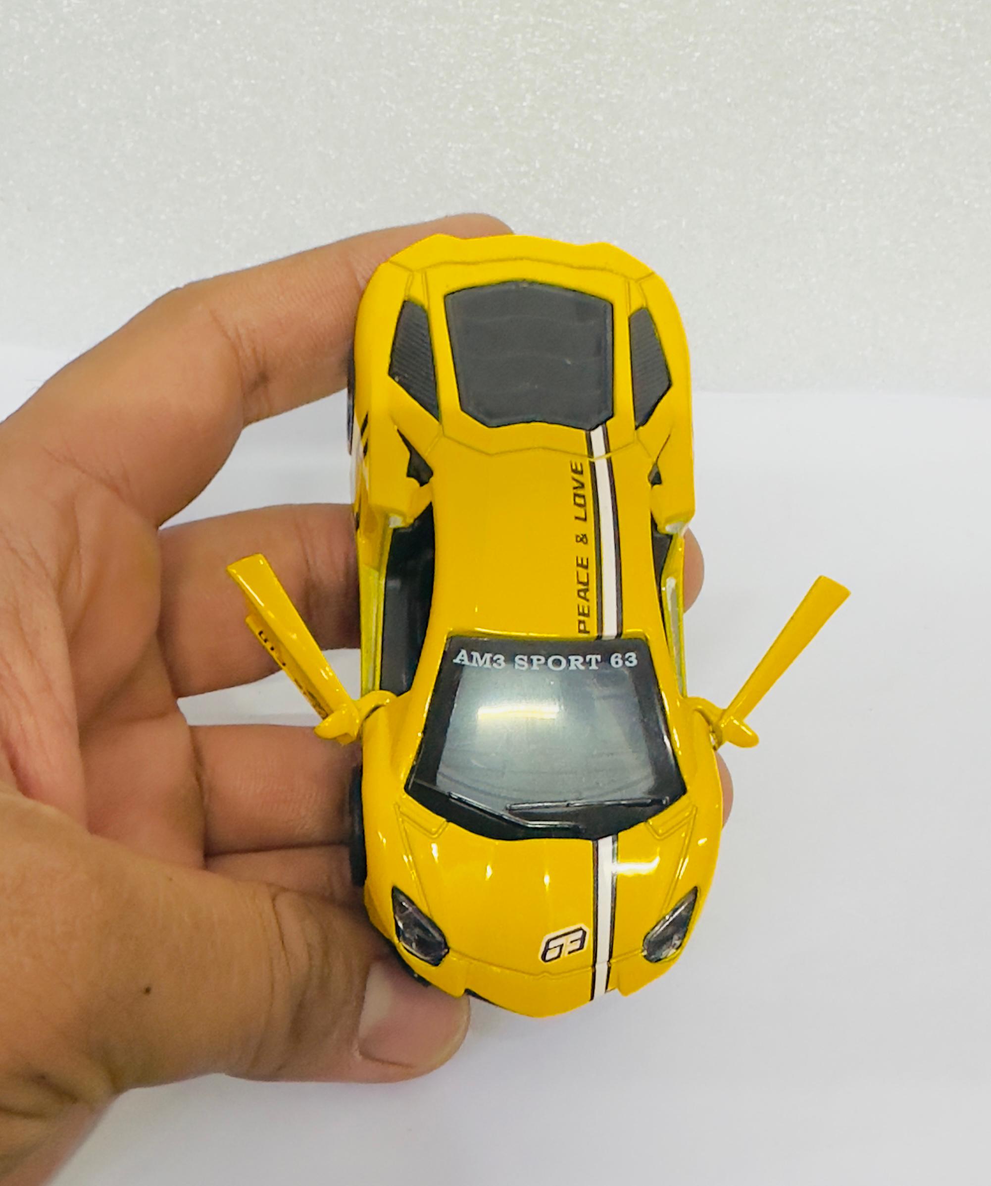 YELLOW Mini Car Model Drifting Car with Self Adhesive Base Alloy Initial Dashboard Decor Sporty Mini Car Model for Decoration