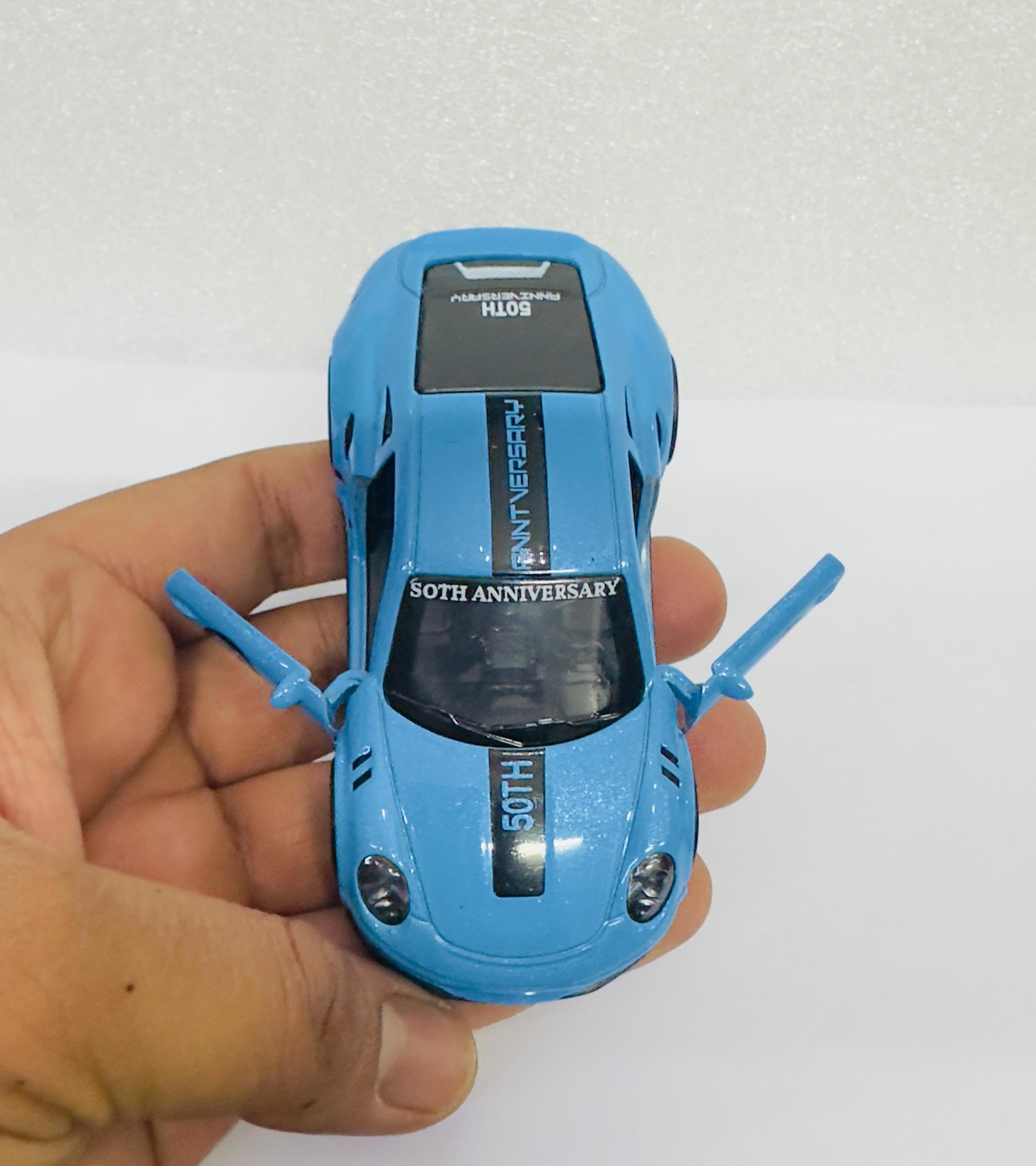 BLUE Mini Car Model Drifting Car with Self Adhesive Base Alloy Initial Dashboard Decor Sporty Mini Car Model for Decoration