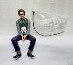 Joker Character 15cm Action Figure Sitting Position Car Dashboard Toy Desk Display Comic Villain with Mask Model Statue for Car Interior Exterior Decor Showpiece