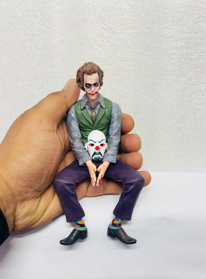 Joker Character 15cm Action Figure Sitting Position Car Dashboard Toy Desk Display Comic Villain with Mask Model Statue for Car Interior Exterior Decor Showpiece