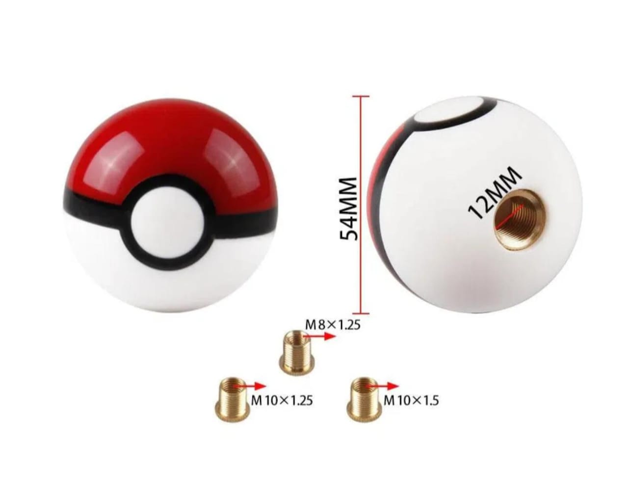 Round Universal Pokémon Gear Shift-Knob Modified Car Round Ball Shift Knob with 3 Adapter