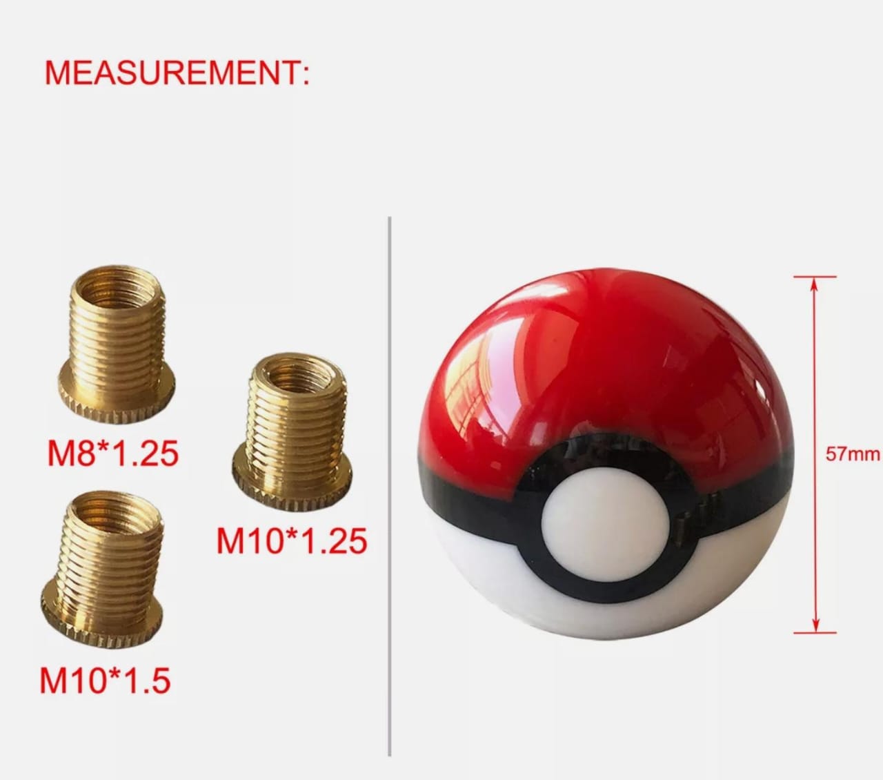Round Universal Pokémon Gear Shift-Knob Modified Car Round Ball Shift Knob with 3 Adapter