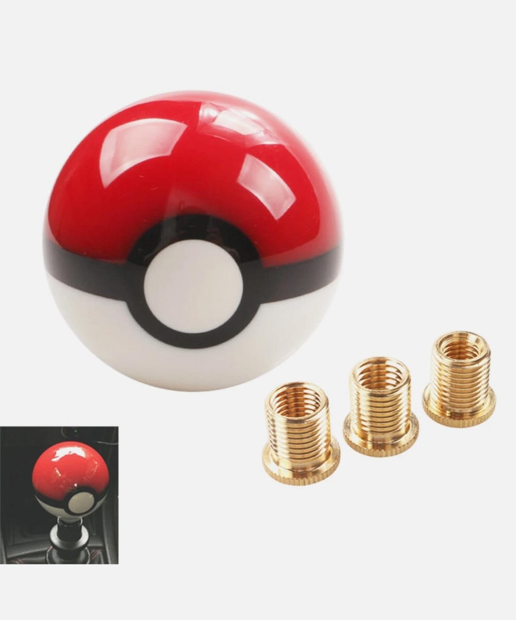 Round Universal Pokémon Gear Shift-Knob Modified Car Round Ball Shift Knob with 3 Adapter