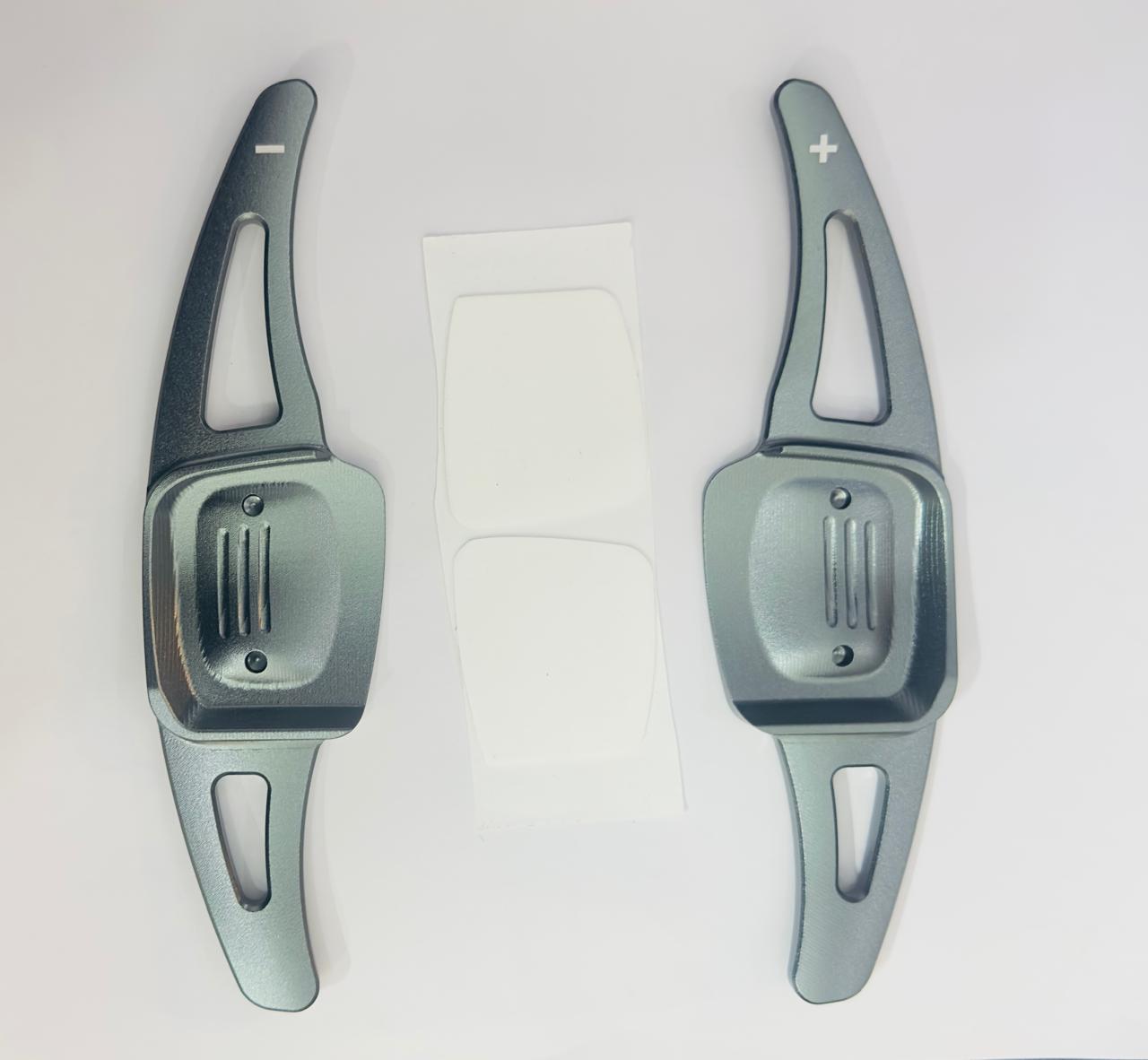 CNC Metal GREY Virtus Paddle Shifter Aluminium Alloy Interior Styling Parts Extensions Compatible with Car VW Virtus Steering Wheel Paddle Shifter Cover.