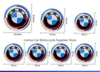 White 7pc B.M.W Logo 50th Anniversary Edition Emblem Wheel Steering Badges Set