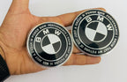 BLACK 7pc B.M.W Logo 50th Anniversary Edition Emblem Wheel Steering Badges Set&nbsp;