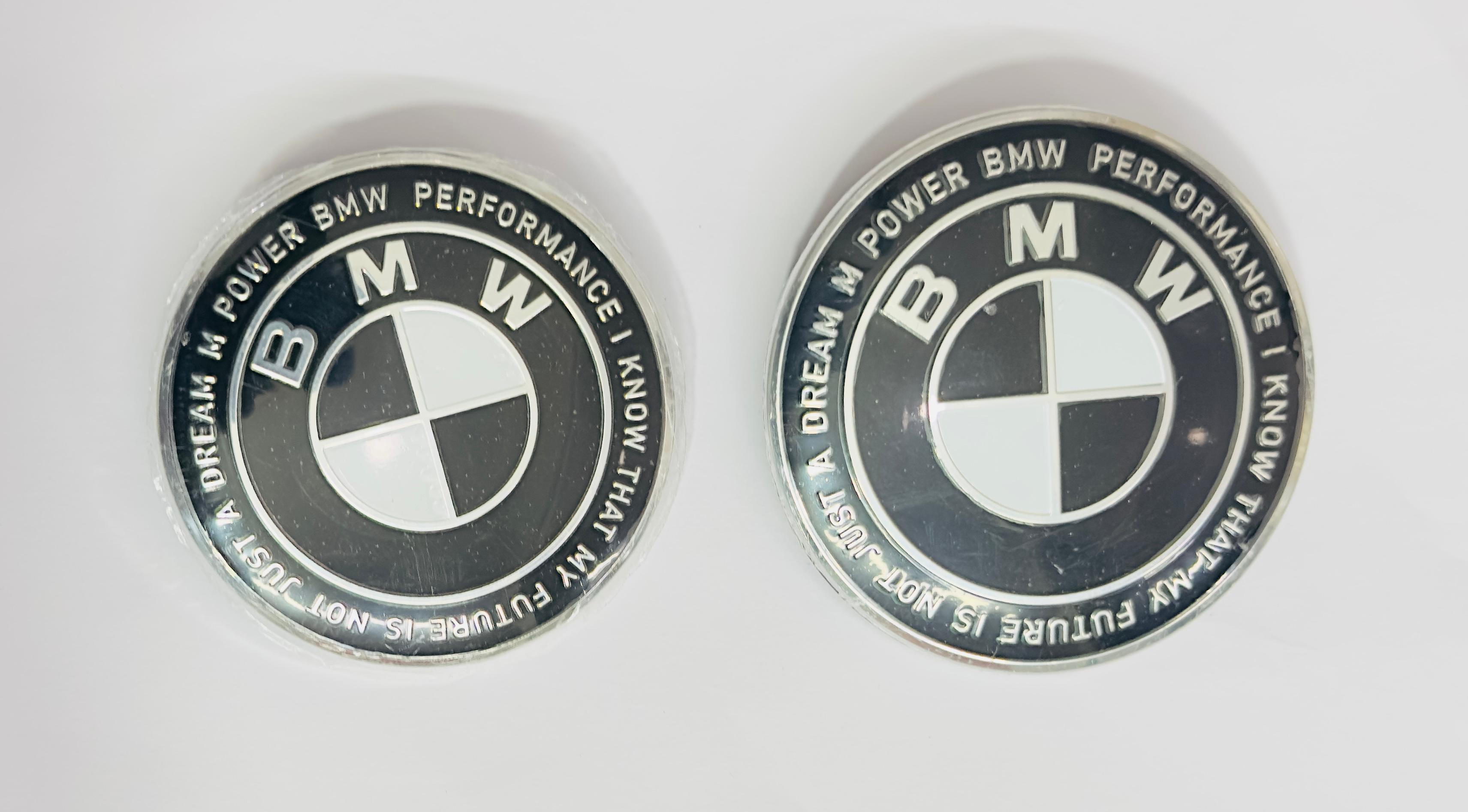 BLACK 7pc B.M.W Logo 50th Anniversary Edition Emblem Wheel Steering Badges Set&nbsp;