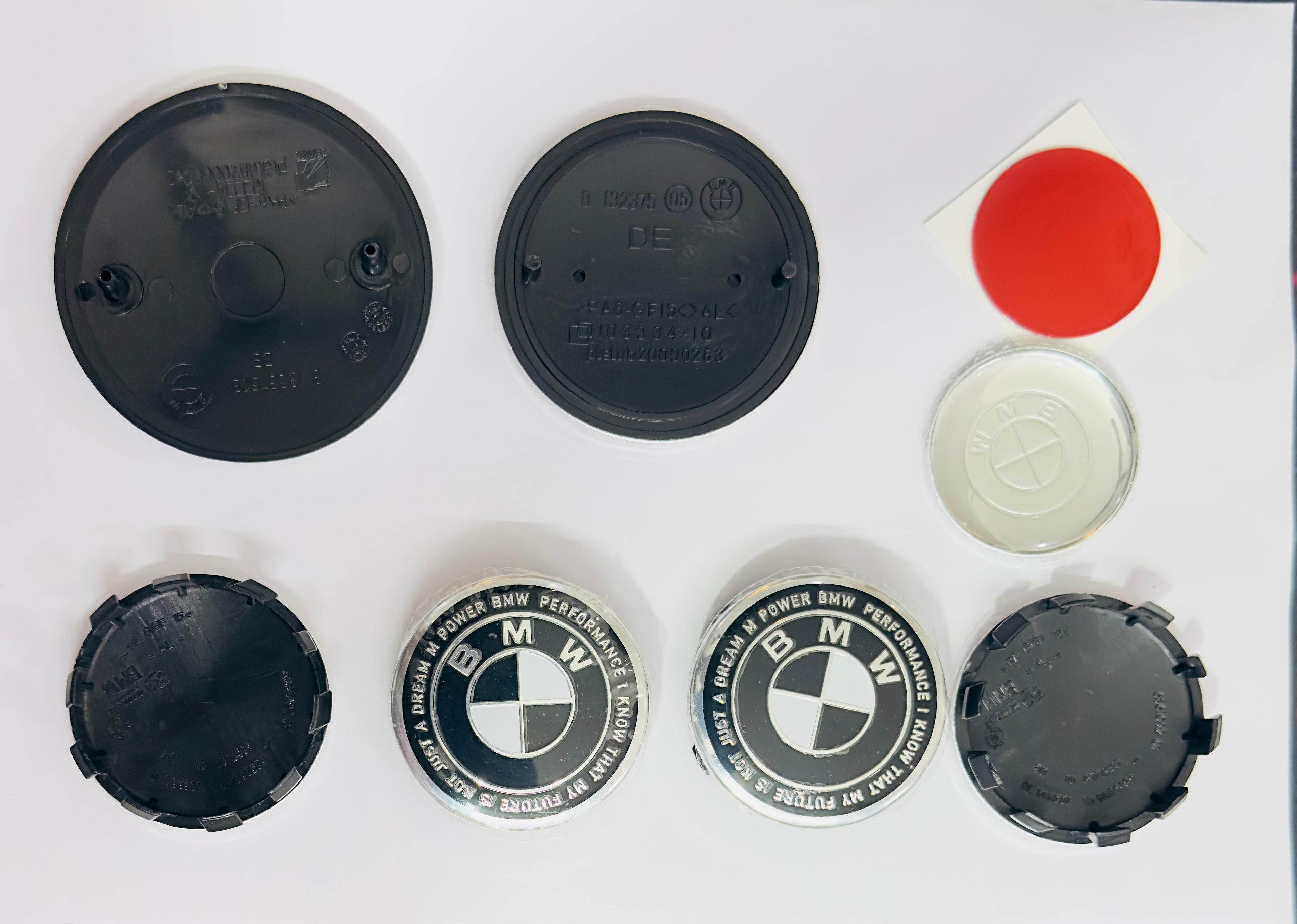 BLACK 7pc B.M.W Logo 50th Anniversary Edition Emblem Wheel Steering Badges Set&nbsp;