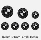 BLACK 7pc B.M.W Logo 50th Anniversary Edition Emblem Wheel Steering Badges Set&nbsp;