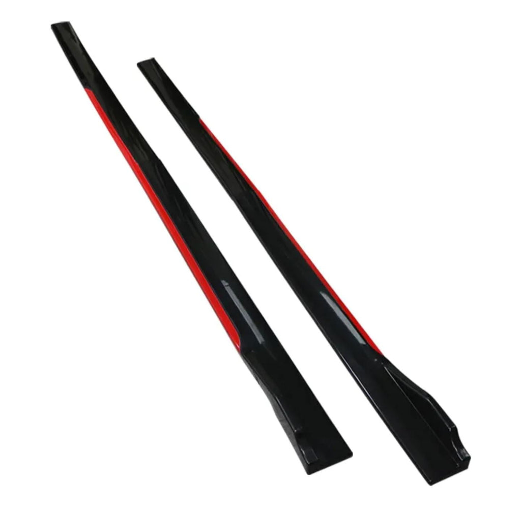 4pcs JDM Body KIT Side Splitter Gloss 240cm Black+Red Body Line ABS Car Side Skirt Splitters Lip Winglet Body KIT Universal Attractive Side Splitter