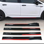 4pcs JDM Body KIT Side Splitter Gloss 240cm Black+Red Body Line ABS Car Side Skirt Splitters Lip Winglet Body KIT Universal Attractive Side Splitter