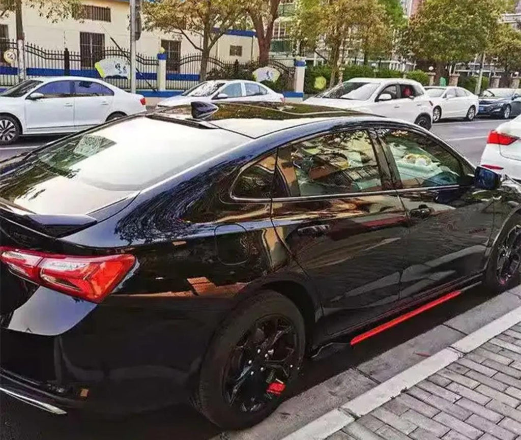 4pcs JDM Body KIT Side Splitter Gloss 240cm Black+Red Body Line ABS Car Side Skirt Splitters Lip Winglet Body KIT Universal Attractive Side Splitter