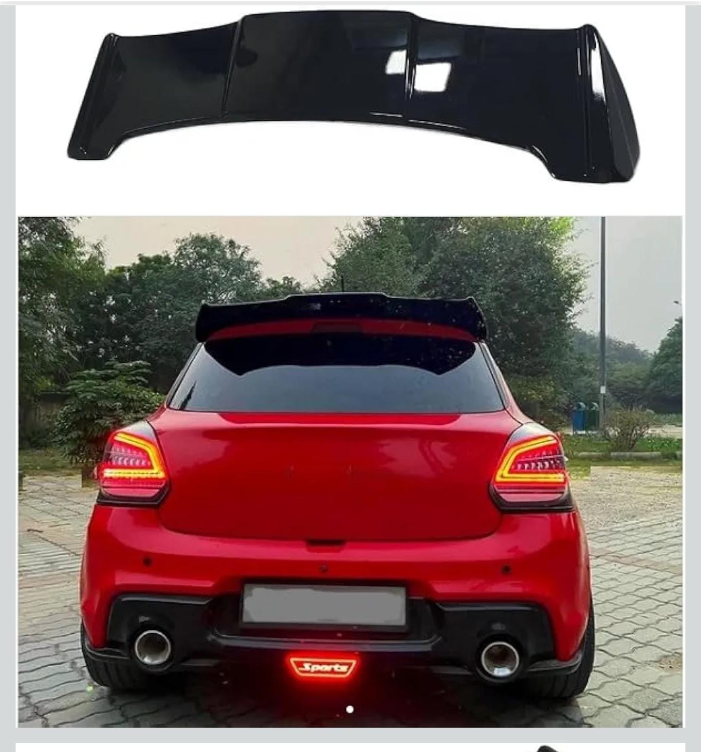 Glossy Black Batman Design Car Spoiler Rear Spoiler Hood for Maruti Suzuki Swift Compatible for Year 2018-2023 Models Racing Car Spoilers Rear Roof Exterior SUV Parts for Car Decoration