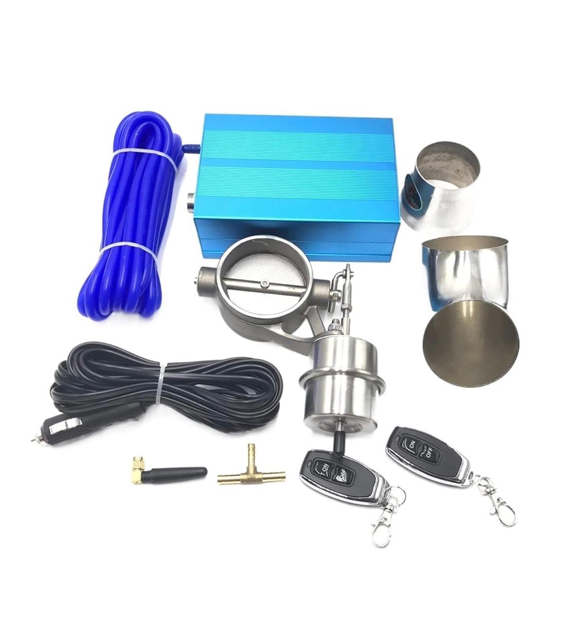 Valvetronic Exhaust 63mm 2.5Inch with Vacuum Pump Valve Cutout Kit with Wireless Remote Control Switch Cut Off Drain for All CAR