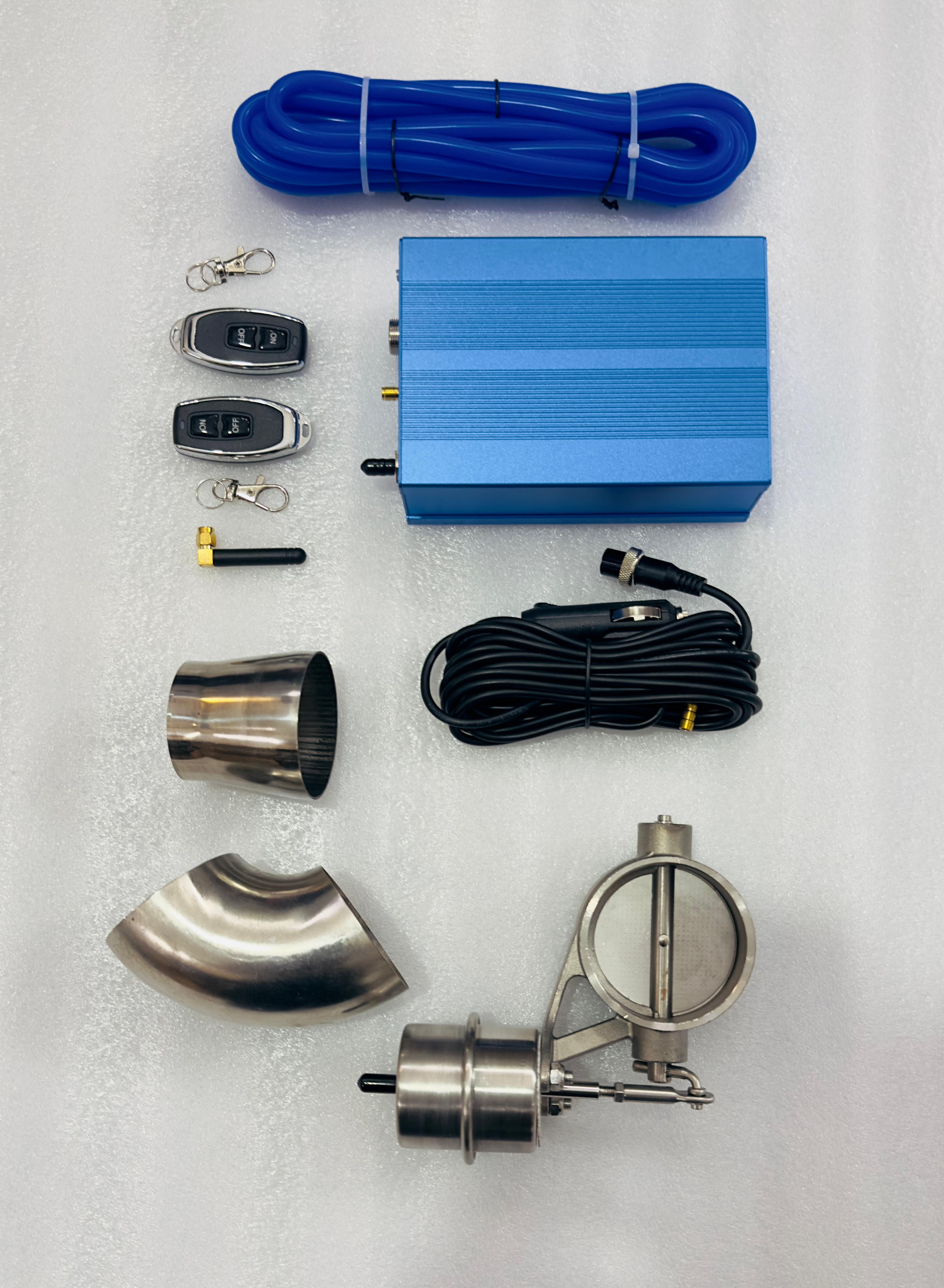 Valvetronic Exhaust 63mm 2.5Inch with Vacuum Pump Valve Cutout Kit with Wireless Remote Control Switch Cut Off Drain for All CAR