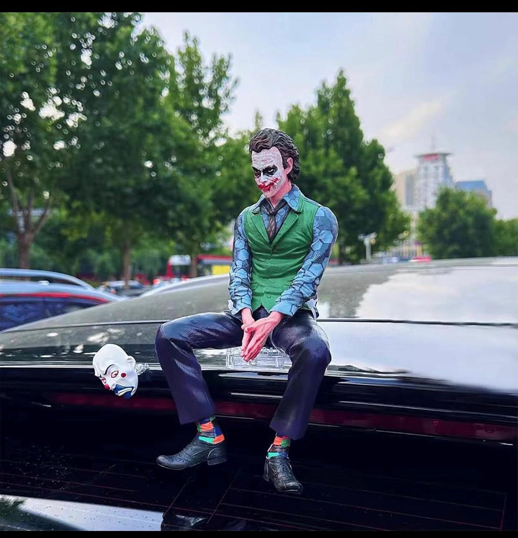 Big Joker Character 24cm Action Figure Sitting Position Car Dashboard Toy Desk Display Comic Villain with Mask Model Statue Universal for Interior Exterior Car Decor Showpiece