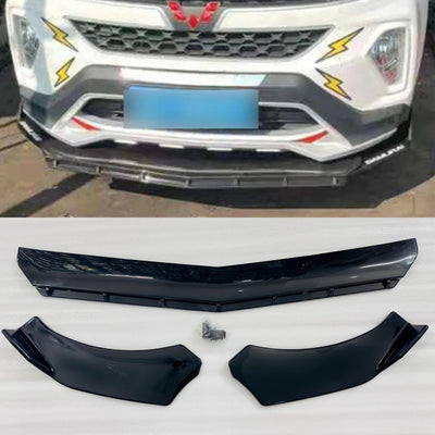 3PC Splitter 7 Dot Rocket ABS Car Front Bumper Splitter Diffuser Splitter Universal Durable Car Front Lip Chin Body Kit Bumper Lip Splitter 3Pieces Splitter
