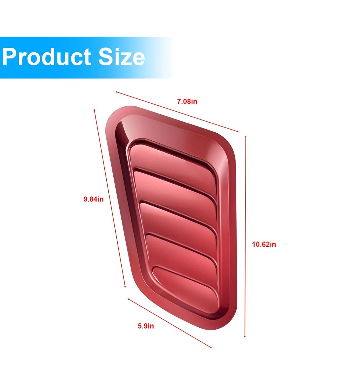 Red Bonnet Hood Scoop Decorative Air Flow Intake Vent Cover Universal Car Decorative Vent Cover Stickers For Decoration Big Scoop Attractive Accessories