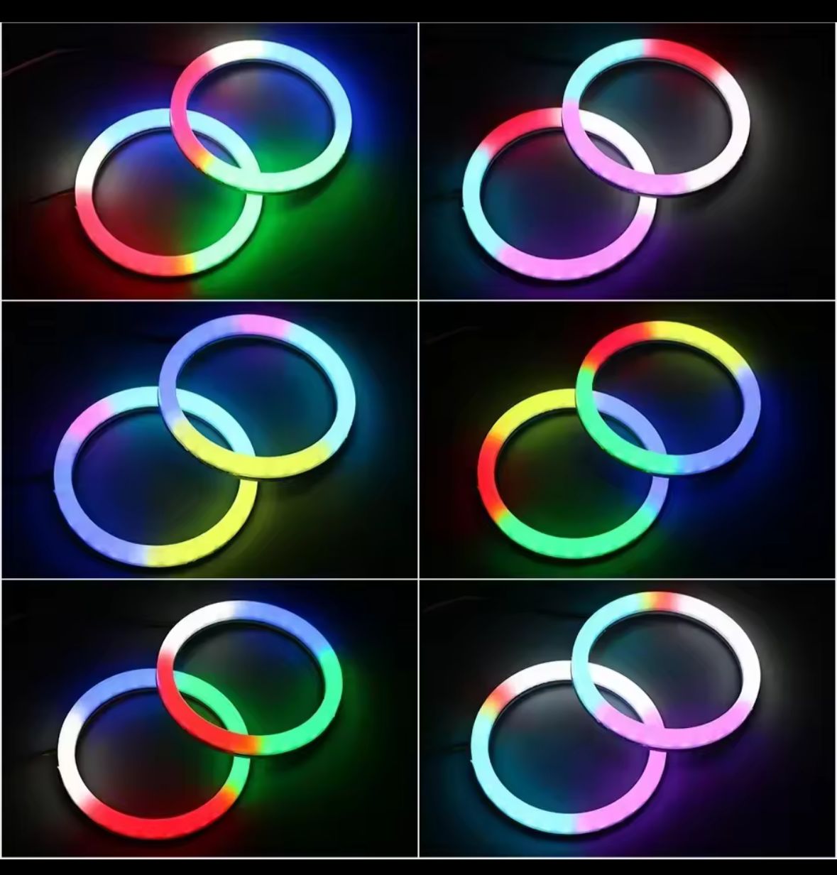 60MM Multi-Color RGB LED Halo Rings Light COB 60SMD Smart Phone App Bluetooth Control Car Angel Eyes Ring Headlight Daytime Running Lights