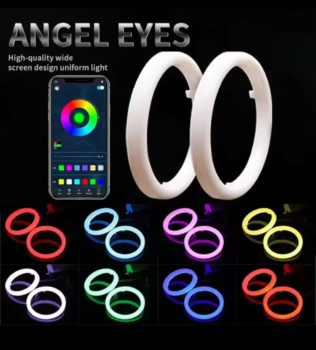 60MM Multi-Color RGB LED Halo Rings Light COB 60SMD Smart Phone App Bluetooth Control Car Angel Eyes Ring Headlight Daytime Running Lights