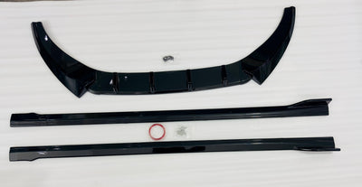 ABS Combo of Front Bumper Splitter Compatible with VW Virtus Slavia+Car Side Skirt Splitter Car Body Styling VW Virtus Slavia Bumper Splitter & Side Skirting Auto Accessories
