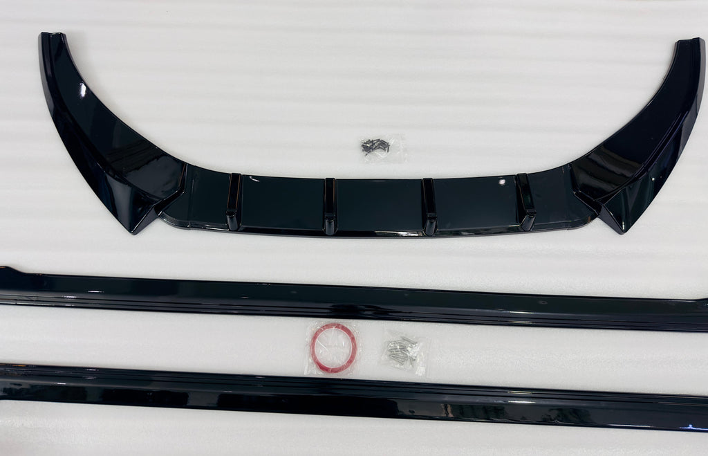ABS Combo of Front Bumper Splitter Compatible with VW Virtus Slavia+Car Side Skirt Splitter Car Body Styling VW Virtus Slavia Bumper Splitter & Side Skirting Auto Accessories