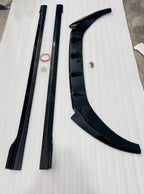 ABS Combo of Front Bumper Splitter Compatible with VW Virtus Slavia+Car Side Skirt Splitter Car Body Styling VW Virtus Slavia Bumper Splitter & Side Skirting Auto Accessories