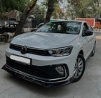 ABS Combo of Front Bumper Splitter Compatible with VW Virtus Slavia+Car Side Skirt Splitter Car Body Styling VW Virtus Slavia Bumper Splitter & Side Skirting Auto Accessories