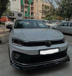 ABS Combo of Front Bumper Splitter Compatible with VW Virtus Slavia+Car Side Skirt Splitter Car Body Styling VW Virtus Slavia Bumper Splitter & Side Skirting Auto Accessories