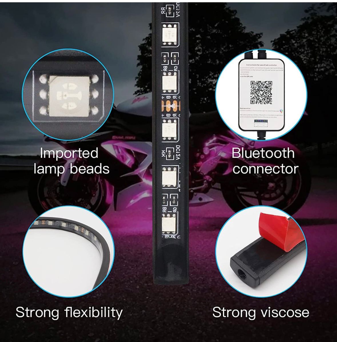 RGB Undercarbody Led Light Car High Intensity Decorative Lights Strip Underbody System Waterproof Tube Color with Active Sound Universal RGB Light with Multicolours-1PC