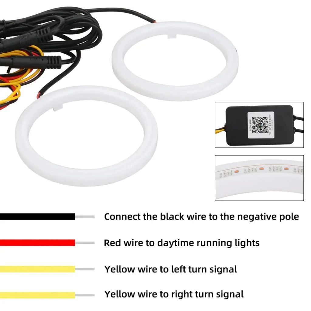 95MM RGB Angel Eyes Bluetooth APP Control Halo Ring Decorative Driving Light DRL Daytime Running Light for Car & Motorcycle