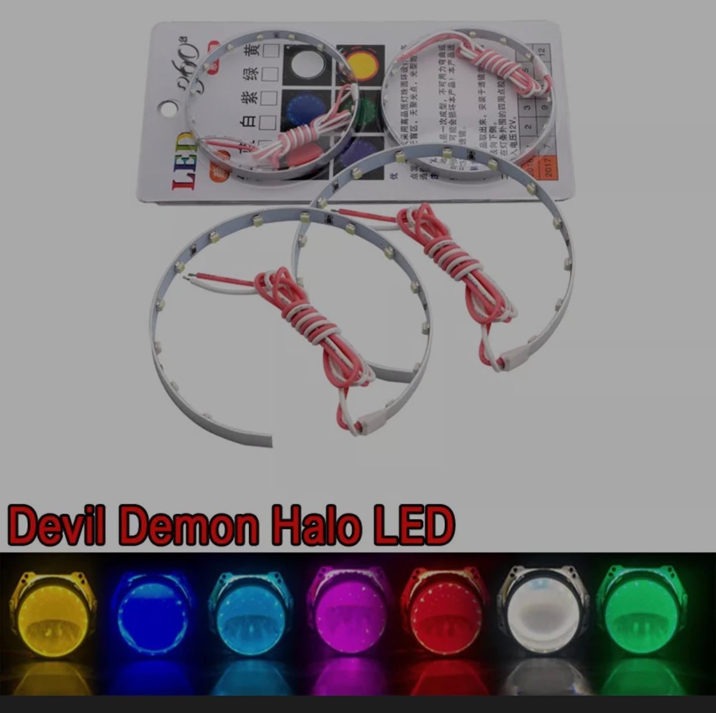 Devil Eyes Demon Eye 360° LED Strips Module For 3" 2.5" Projector Lens Headlights Retrofit Light for Car Motorcycle Headlight Retrofit Angel Eye Fit Projector Lens Extremely Bright 15-SMD 1Pair
