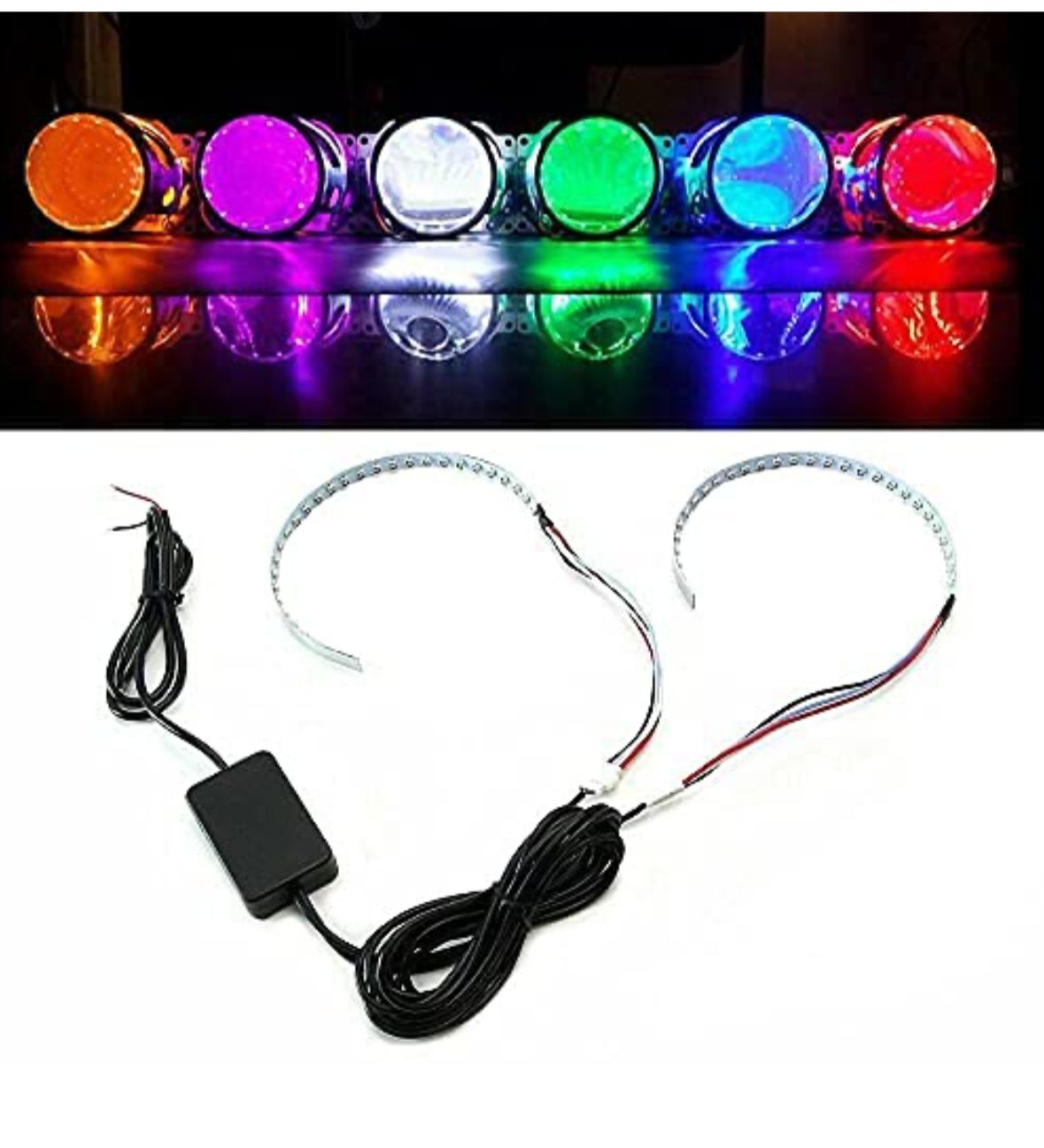 Devil Eyes Demon Eye 360° LED Strips Module For 3" 2.5" Projector Lens Headlights Retrofit Light for Car Motorcycle Headlight Retrofit Angel Eye Fit Projector Lens Extremely Bright 15-SMD 1Pair