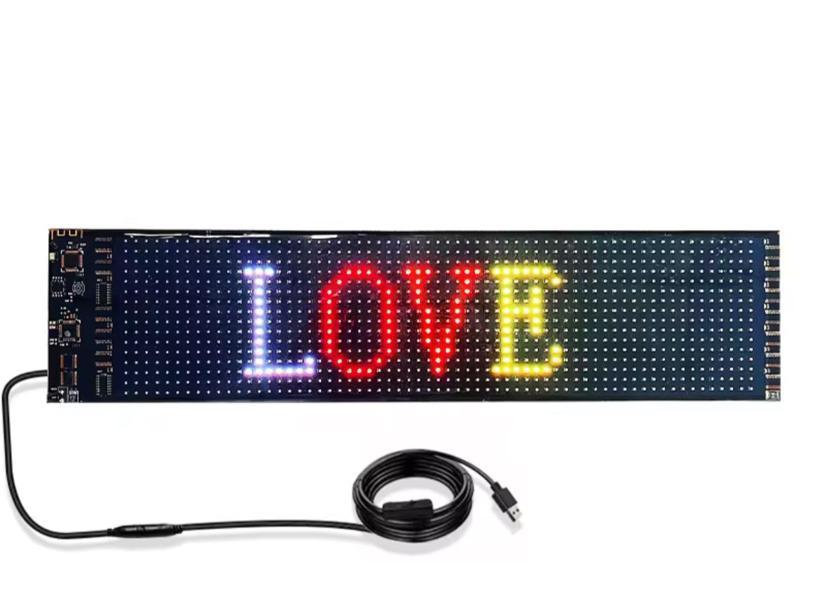 LED Flexible 20 * 64 LED Panel USB 5V Wanted Led Bluetooth Application Control 14''x4'' Display DIY Programmable LED Sign for Car Party Wedding Festival