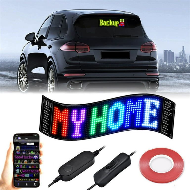 LED Flexible 20 * 64 LED Panel USB 5V Wanted Led Bluetooth Application Control 14''x4'' Display DIY Programmable LED Sign for Car Party Wedding Festival