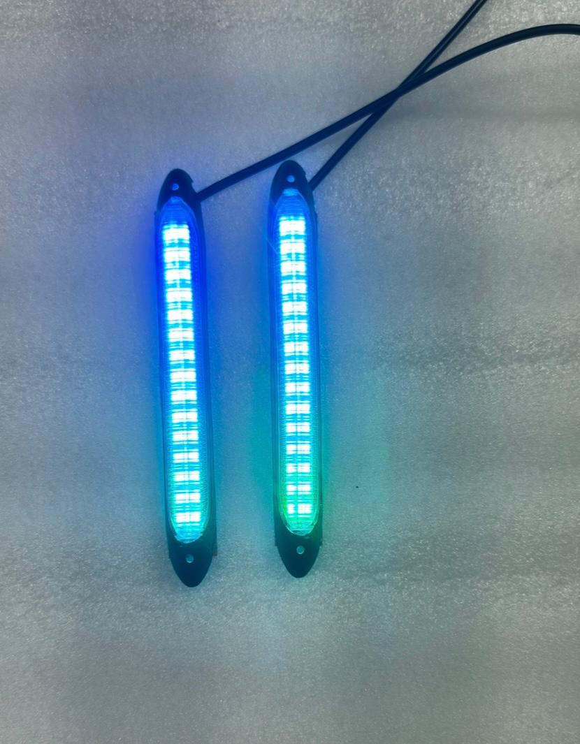 D1 RGB 2PC DRL Lights for Cars (15.5cm) Waterproof 12V LED Daytime Running Light, Sequential Turn Signal Strip, Multi-Color Headlight Accessory for All Cars.