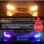 D1 RGB 2PC DRL Lights for Cars (15.5cm) Waterproof 12V LED Daytime Running Light, Sequential Turn Signal Strip, Multi-Color Headlight Accessory for All Cars.