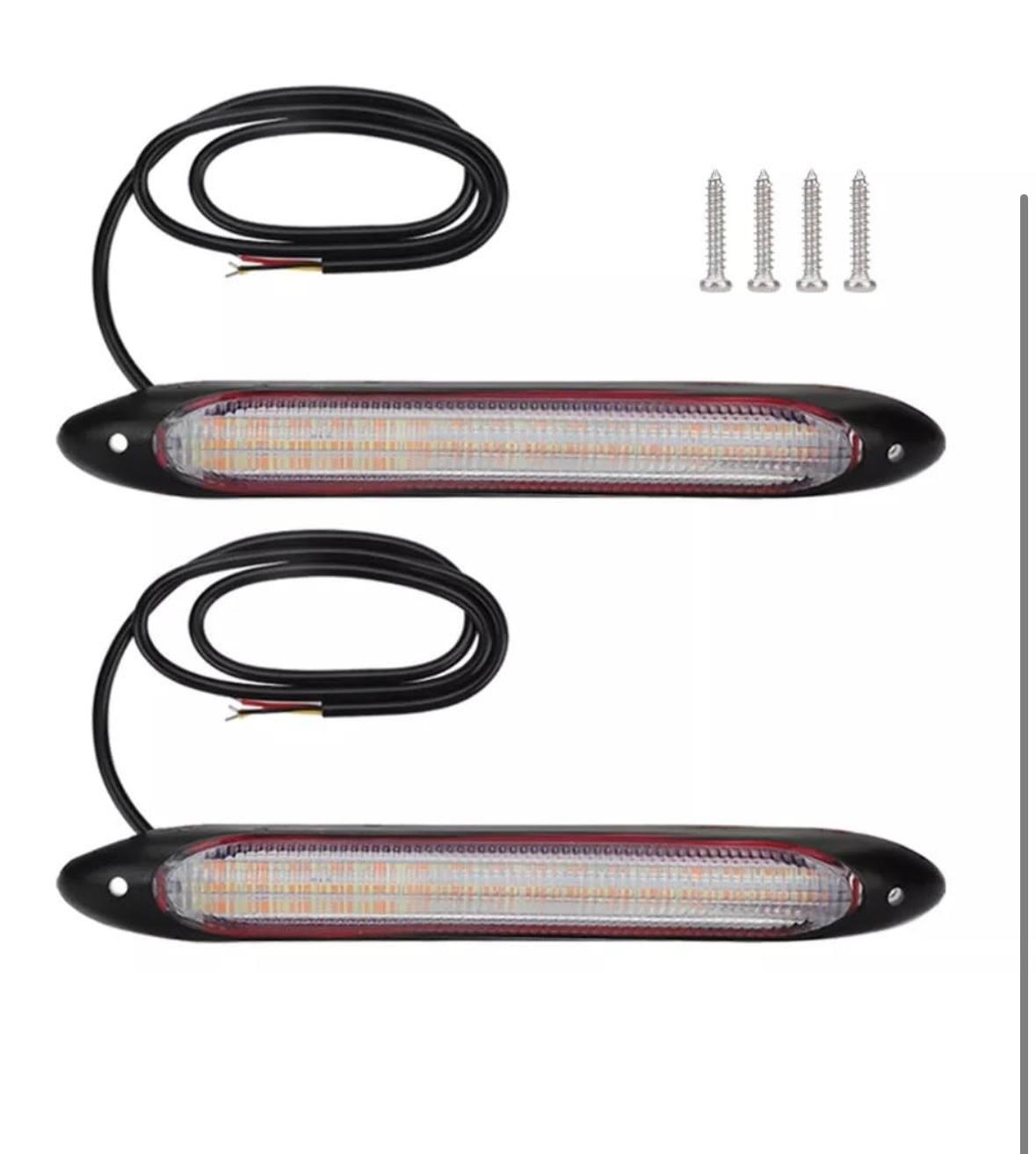 2pc Universal DRL Daytime Running Light 12V L.E.D Indicator Sequential Two-Tone Amber White & Yellow 15.5cm Car LED Strip Headlight DRL Daytime Running Waterproof Light Brand: AUTO MT